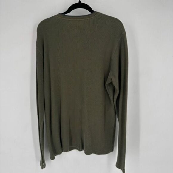 Vintage‎ Y2K Mens Structure Waffle Henley Long Sleeve Popover Olive Green Large - Picture 4 of 8